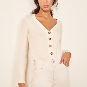 Reformation Ribbed Iris Top Cardigan Ivory Size XS